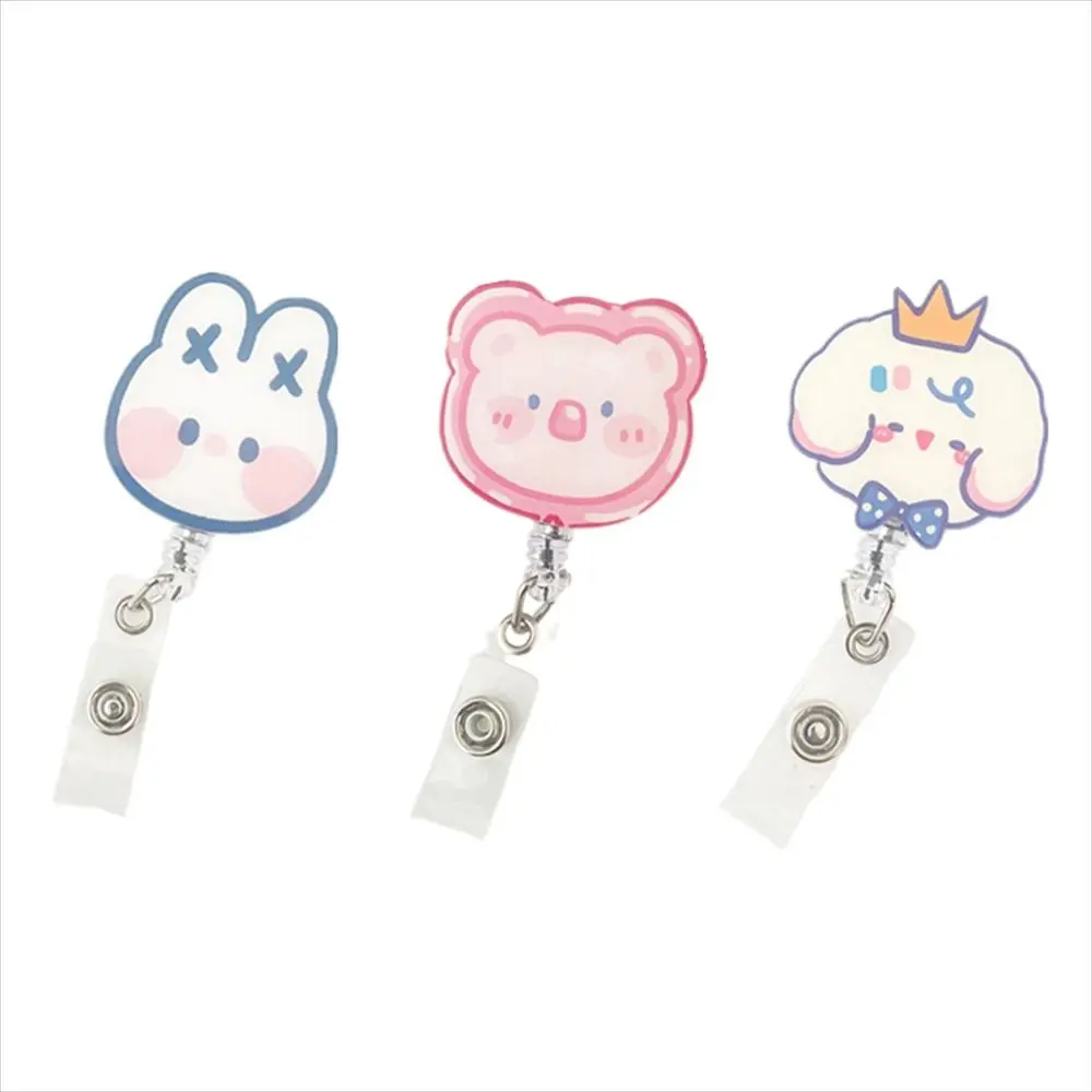 Cute Name Tag Bear Work Card Clip Rabbit Chest Card Retractable Badge Reel Name Card Holder Nurse 1005009172560141