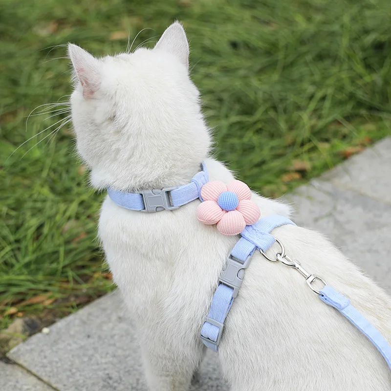 Cat Harness and Leash Sets Adjustable Dog Harness for Small Dog Leash Breashable Pet Harness Out 1005009182733722