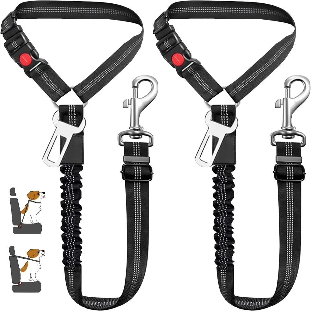 Dog Car Harness Leash Adjustable Pet Seat Belt with Anti-Shock Bungee Buffer for Kitten Dogs (2 In1) 1005009186378498