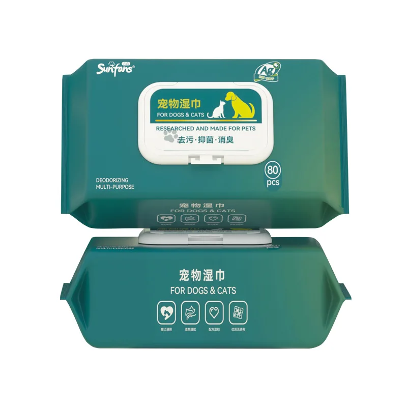 OUWO 80PCS/Bag Pet Wipes Clear Pet Eye Ear Claw Wipes for Dog Cat Pure Water Wet Pet No Rinse Tear 1005009194304883