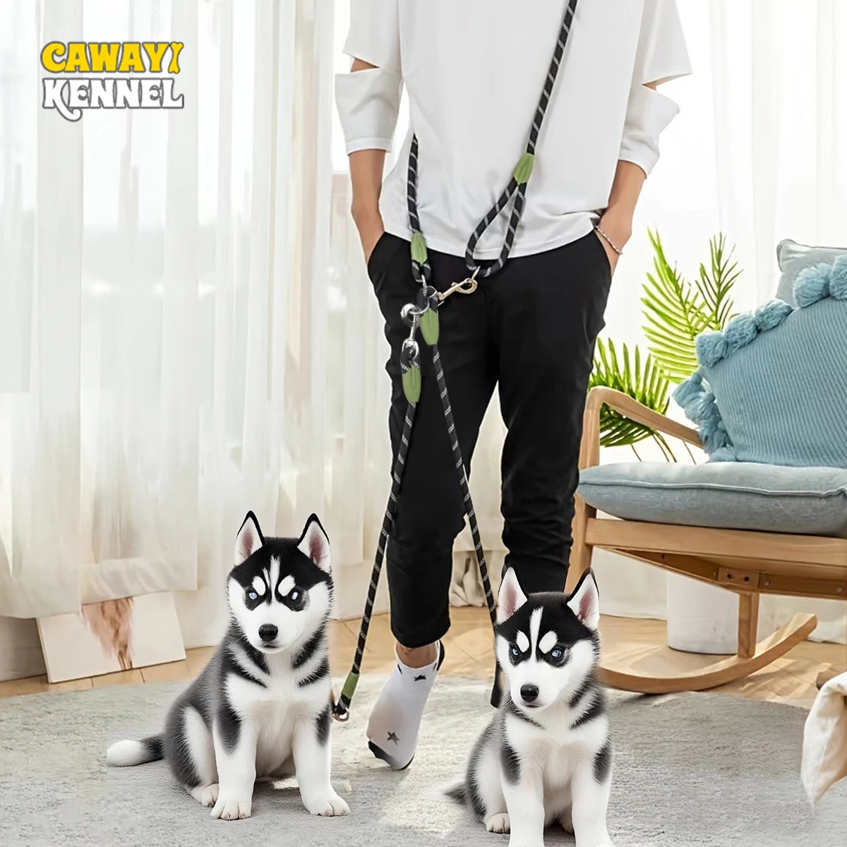 Hands Free Dog Leash for 2 Dogs Reflective Running Dual 360° Swivel Pet (1 PC) 1005009204871597
