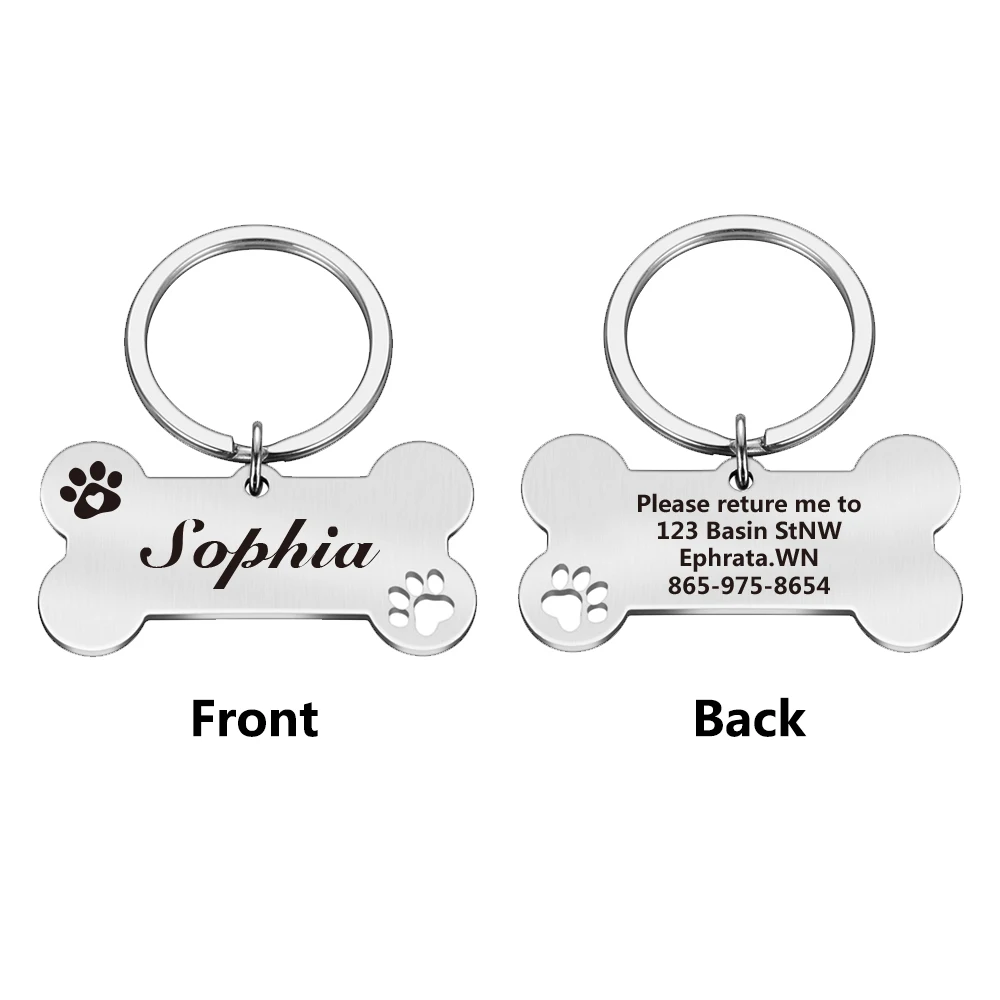 Romantic Footprint Customized Text Cat Dog ID Tag Name with Cute Symbols Customized Dog Collar (1pc) 1005009212836666