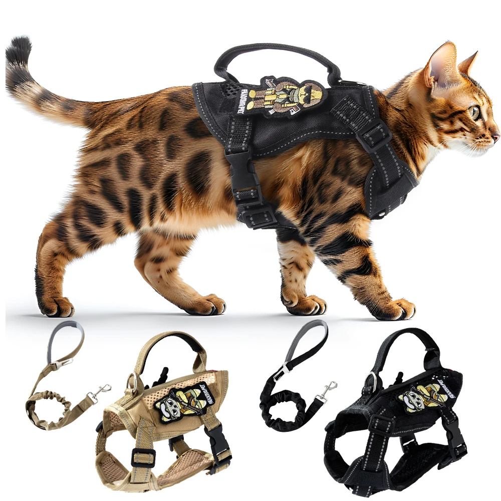 5-piece Set Light Tactical Cat Harness Summer Pet Outdoor Walking Supplies for Small Dogs Cats 1005009223374281