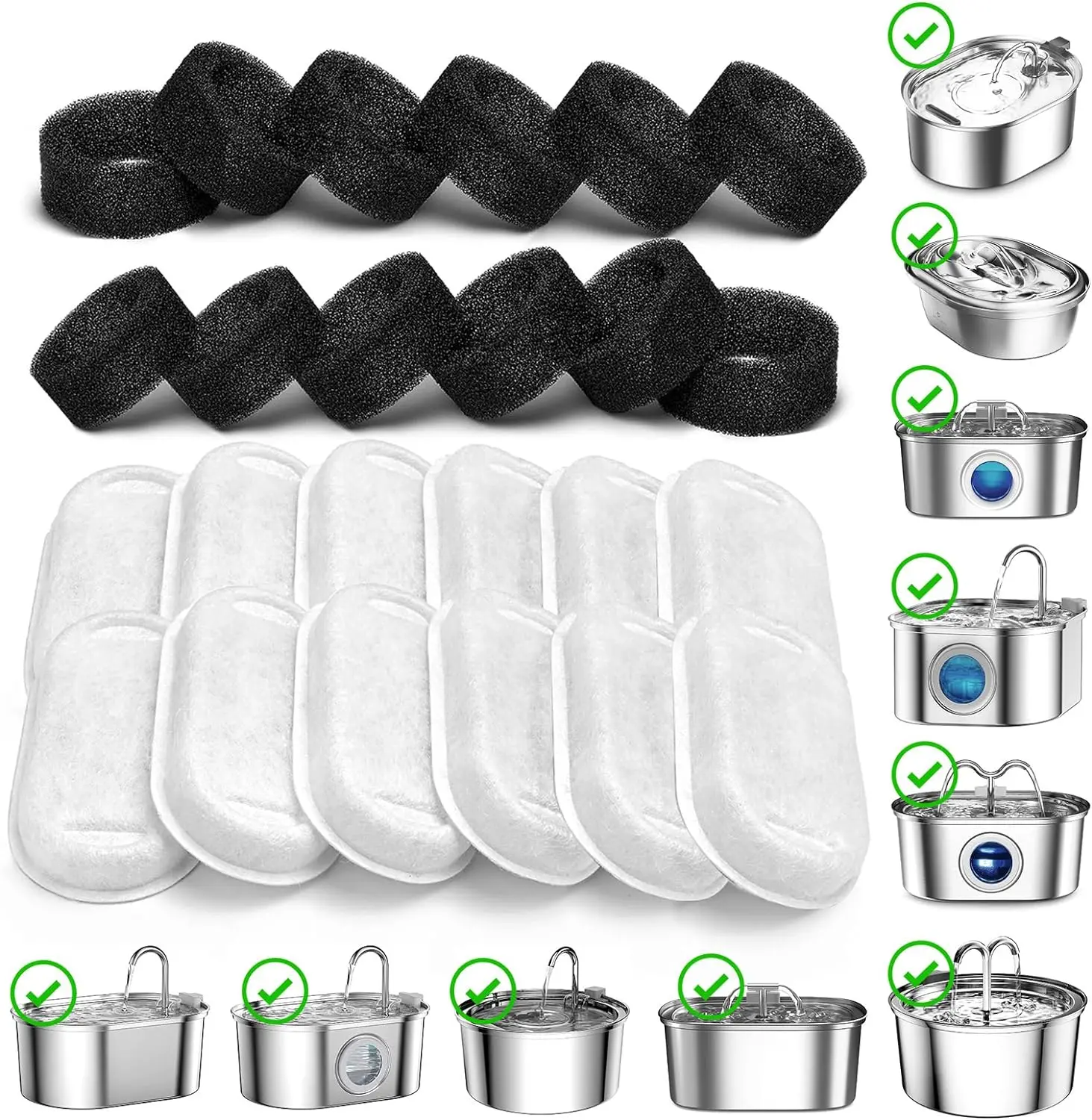 12/24Pcs Pet Water Dispenser Filter Cat Water Fountain Filter Drinking Fountain Filter Cycle 1005009226181031