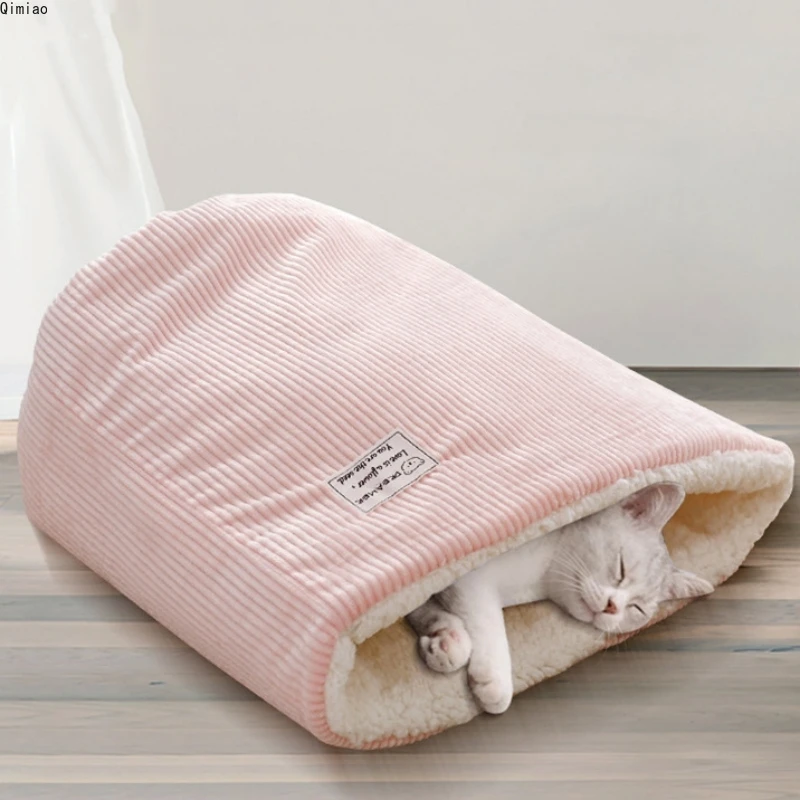 Warm Velvet Fabric Bed for Cats Dogs Winter Autumn Comfortable Soft Fleece Bucket Type Blue 1005009229391303