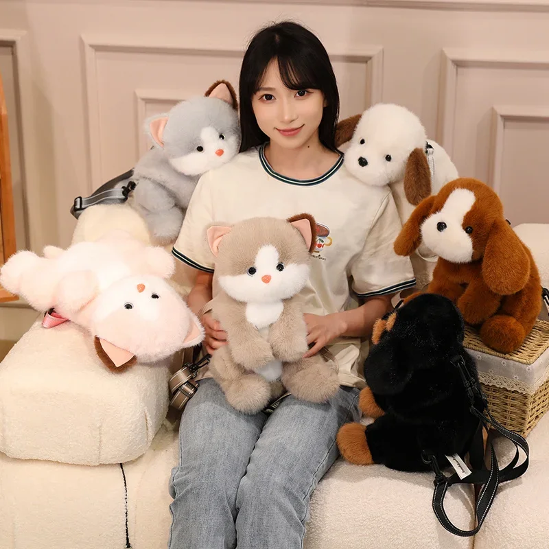 Cute Cat Backpacks Dog Doll Plush Kawaii Stuffed Animals Shoulder Bag Large-capacity Soft Toy 1005009230077228