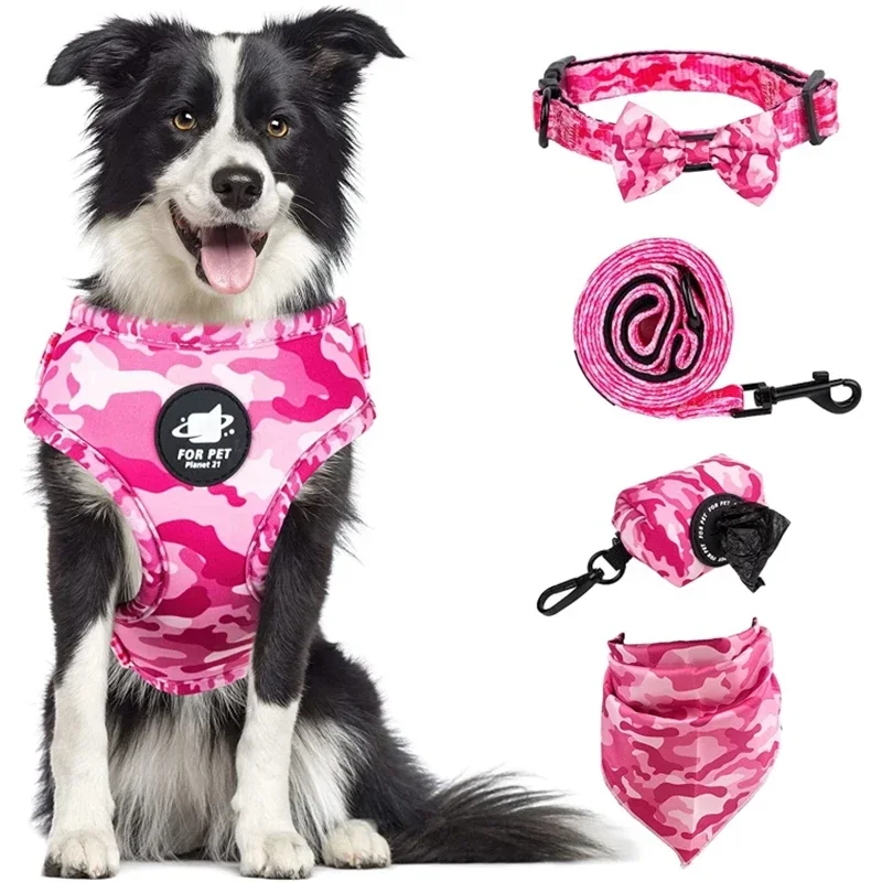 Dog Harness Suit Include Vest Harness Collar Leash Handkerchief Scarf Poop Bag Accessories for Pet 1005009248875902