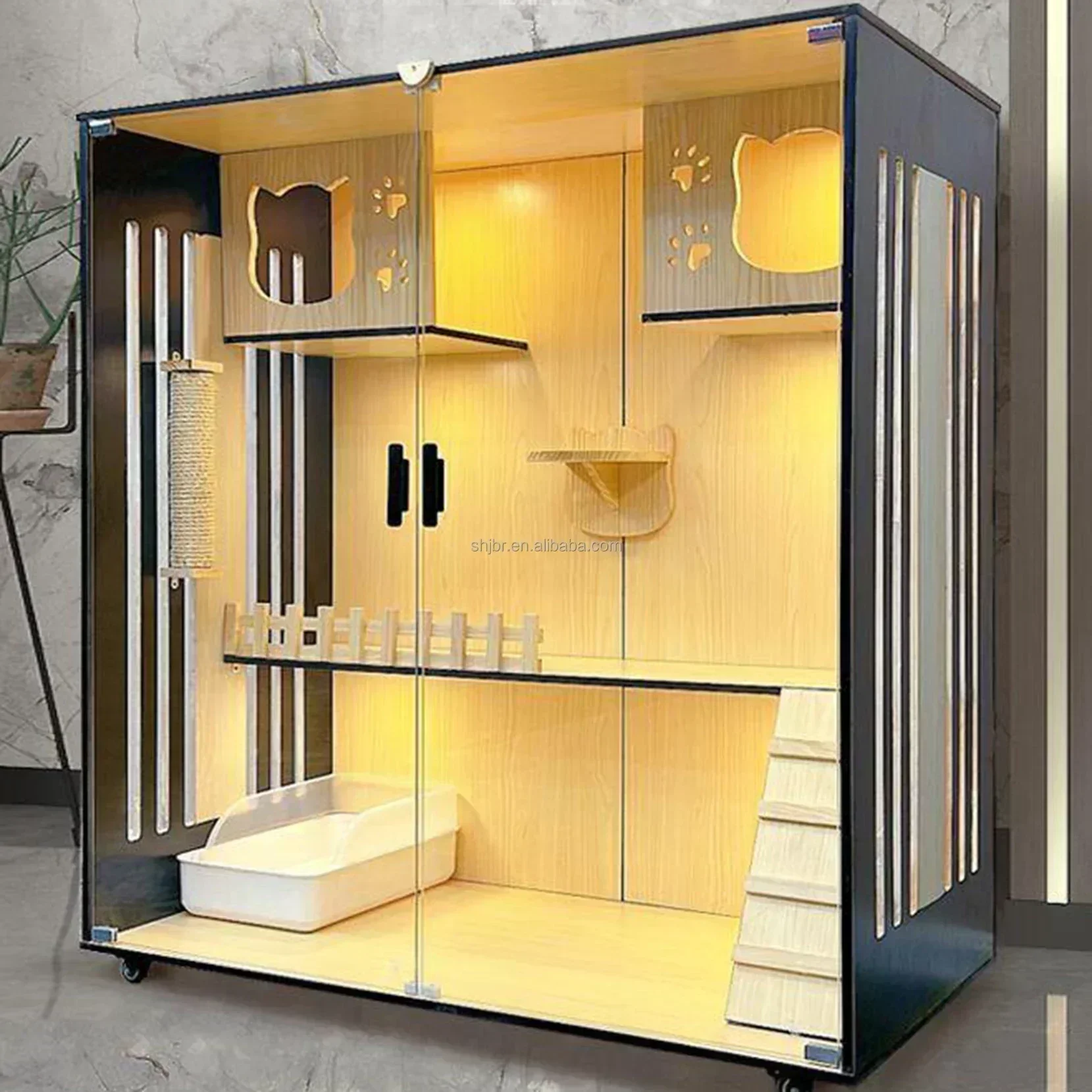 For Solid Wood Cat Cage Indoor Two-layer Cat Cabinet Kitten Nest Kitten House Display Cage 1005009250148072