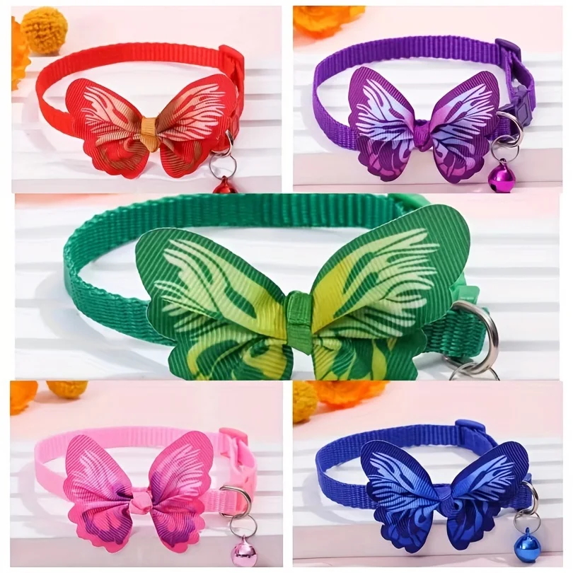 Bright Butterfly Pet Collar with Adjustable Bell, Available in Multiple Colors 1005009251228336