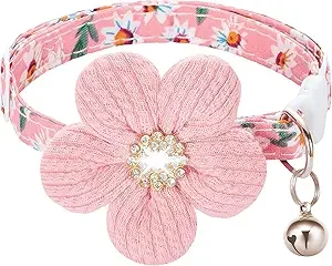 Cat Collar Breakaway Kitten Collar with Flower Rhinestone Kitty Collar with Bell Floral Pet Collar 1005009251729114