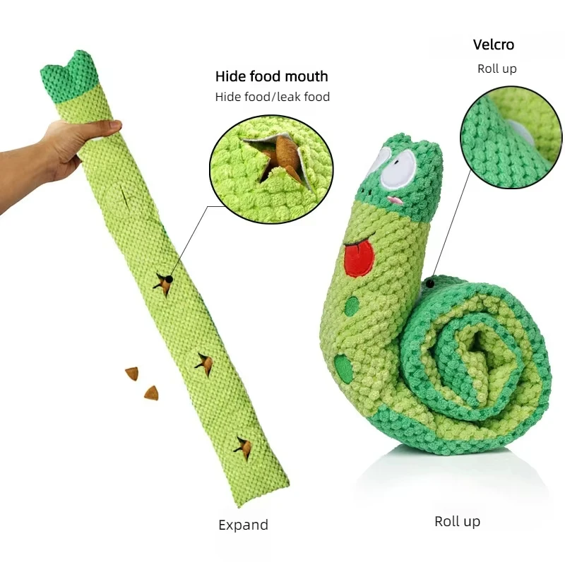 Dog Puzzle Toy Plush Sound Toys Foldable Snail Sniffing Interactive Squeak Food Molar Pet Supplies 1005009253099713