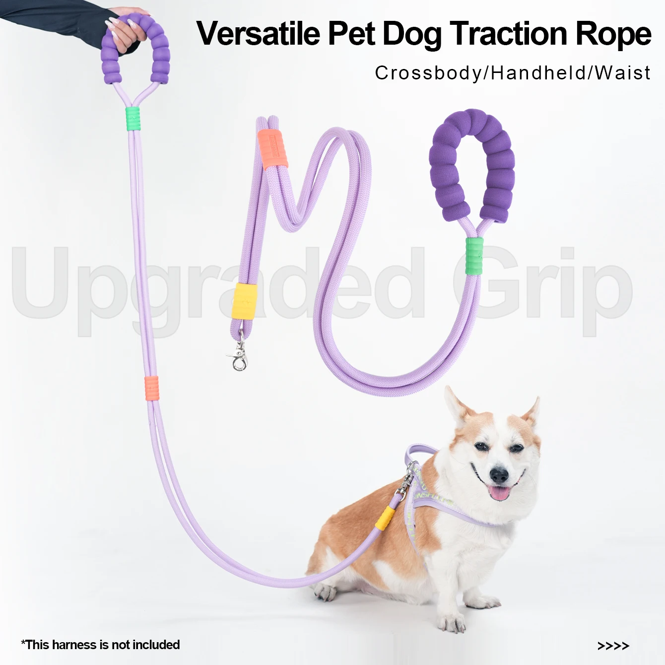 LL033, 59inch Pet Dog Crossbody Leash, Multiple Ways to Carry, High Density Nylon Rope 1005009257088146