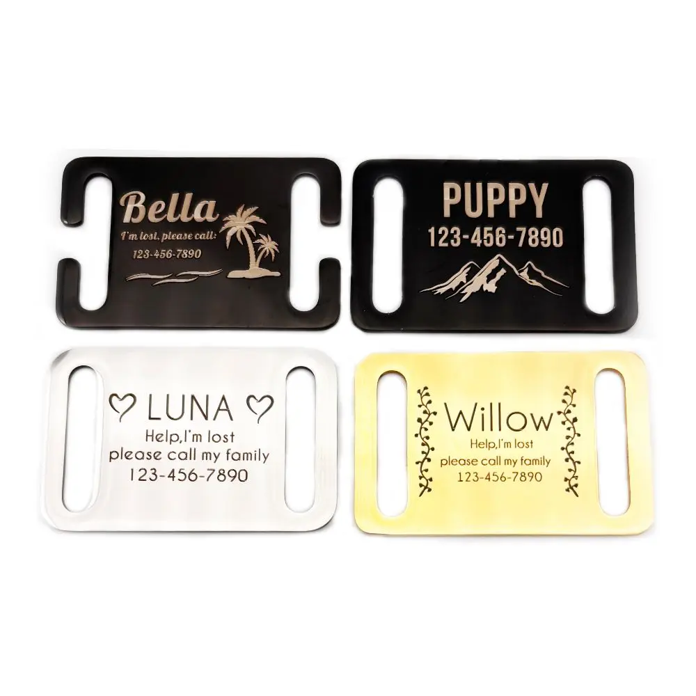 Personalized Pet ID Tag Slide-On Name Tags Collar Accessories Pendant Free Engraving Stainless 1005009258841314