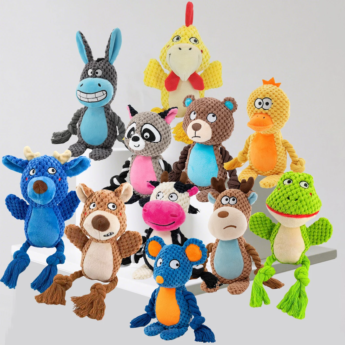 Dog Enrichment Toy Cute Animal Rope Dog Toy Plush Puppy Chew Pet Squeak Toy Cartoon Interactive 1005009267028568
