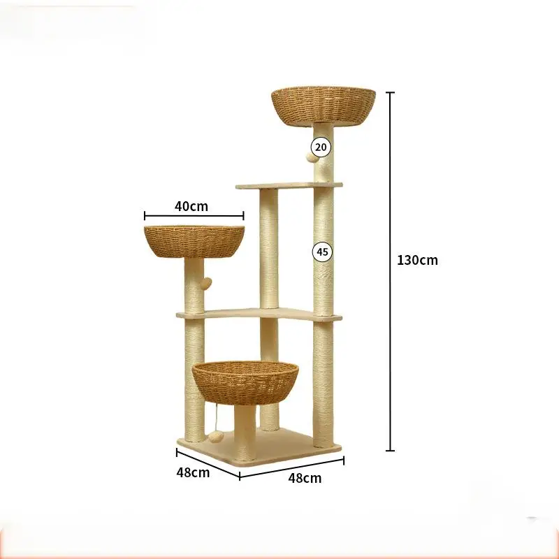 Cat Scratching Post Luxury Modern Furniture Big Tree Tower Rattan Woven Wood Sisal Pet Climbing 1005009277640689
