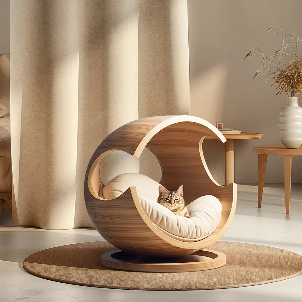 Solid Wood Pet Bed Semi-Closed Removable Washable Cat Bed Dog Bed 1005009280314107