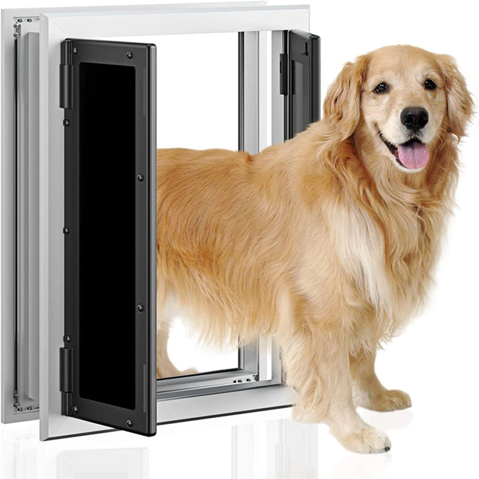 Dogs Door with Flap Heavy Duty Doors Large Aluminum Pet Door Energy Efficient Durable for Exterior 1005009286471119