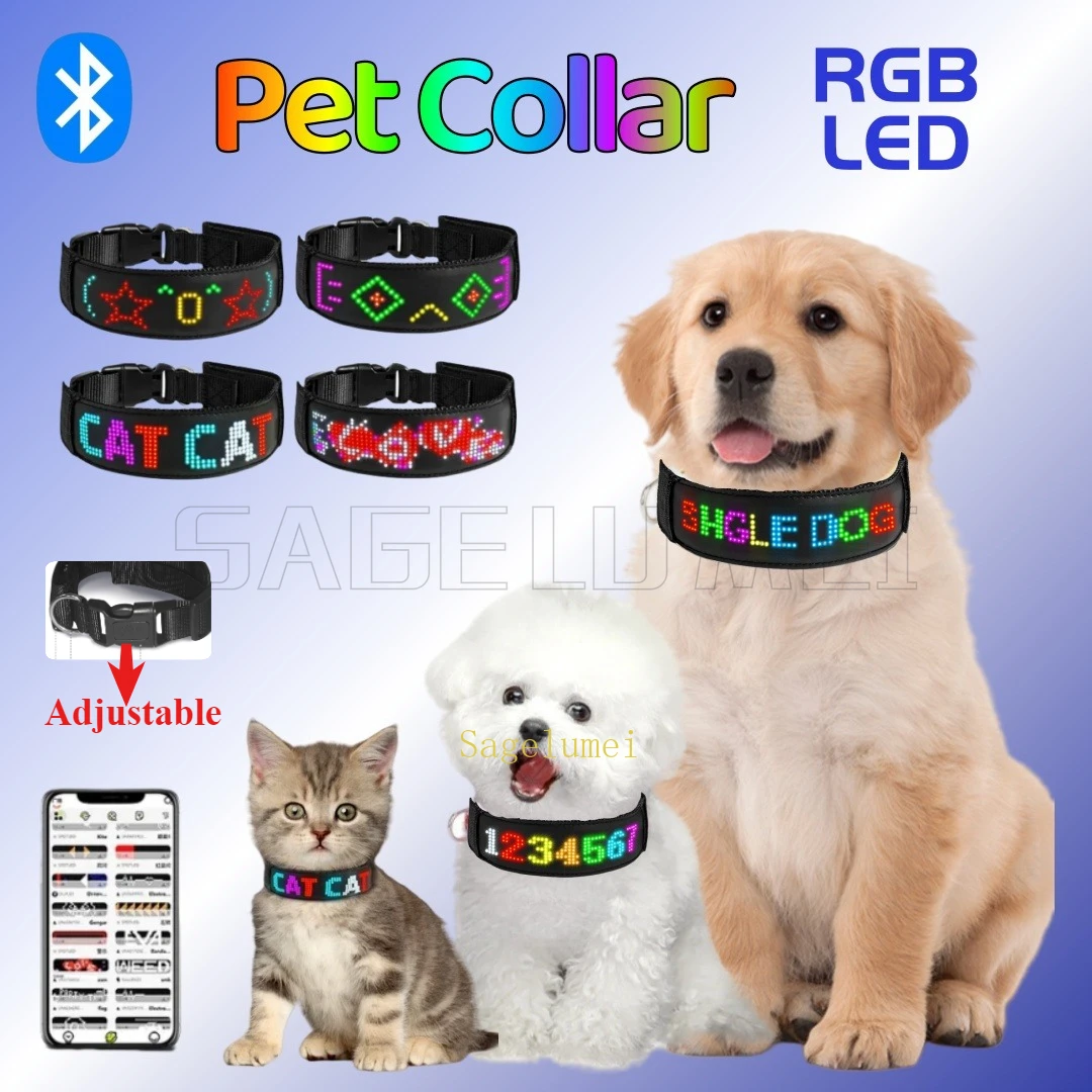 2025 Pet Dog Collar LED Night Safety Multilingual Flashing Glow In The Dark Leash Luminous 1005009286805018