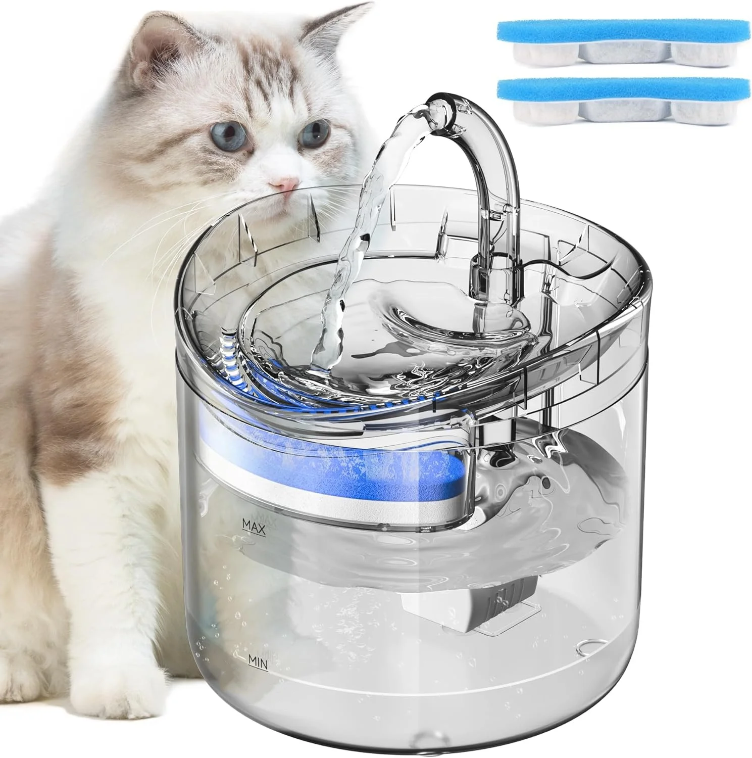 Cat Water Feeder Animal Fountain for Smart Dog Dispenser Pet Sensor Drinker Clear with Two (1.8L) 1005009287865447