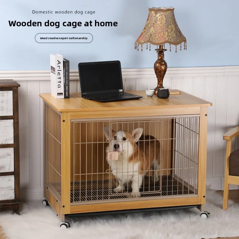 Dog Crate Wooden Pet Indoor Pen Home with Litter Box Separate Dog Kennel 1005009297684023