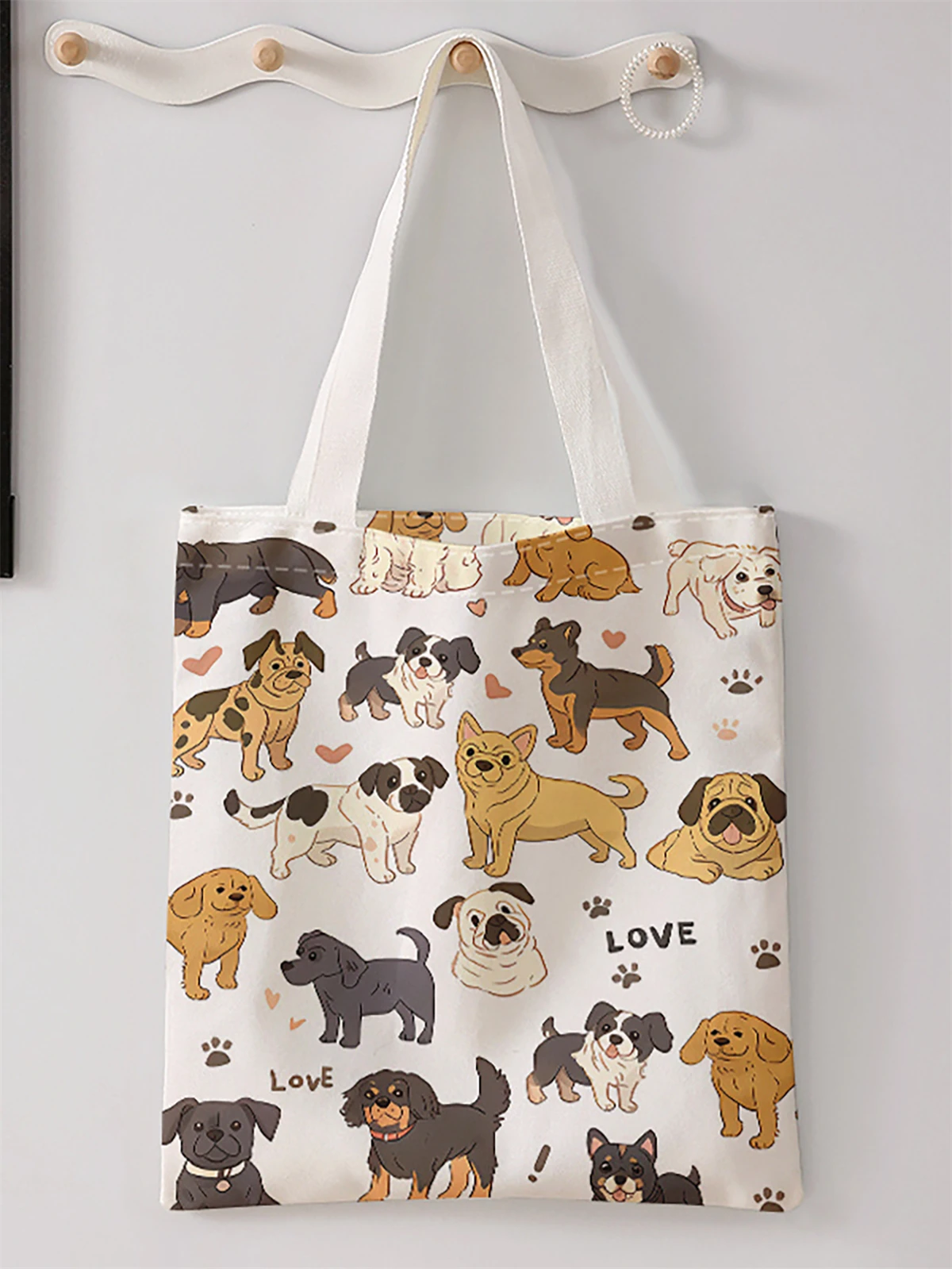 Dog Pattern Printed Casual Handbag, Reusable Fashionable Backpack, Multifunctional Handbag 1005009304756851