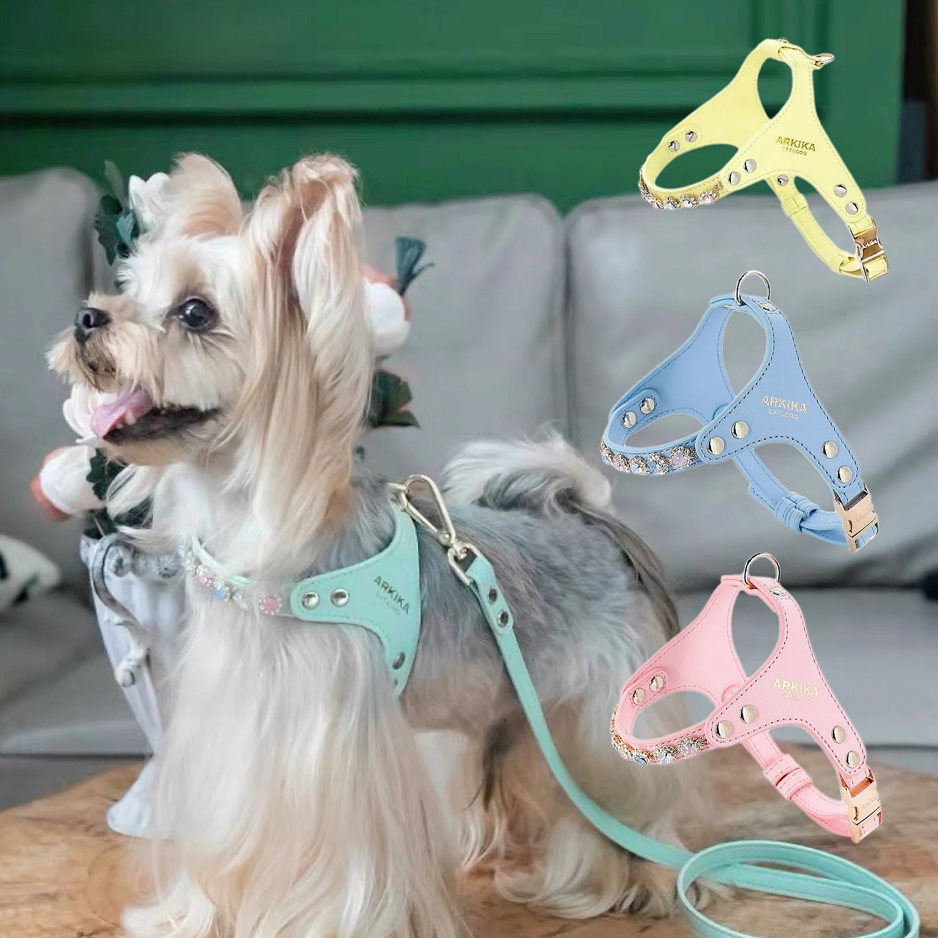 Arkika Dog Leash Small Dogs Chest Back Type Yorkie Teddy Pet Out Walking Rope Non-Extensible 1005009305820185