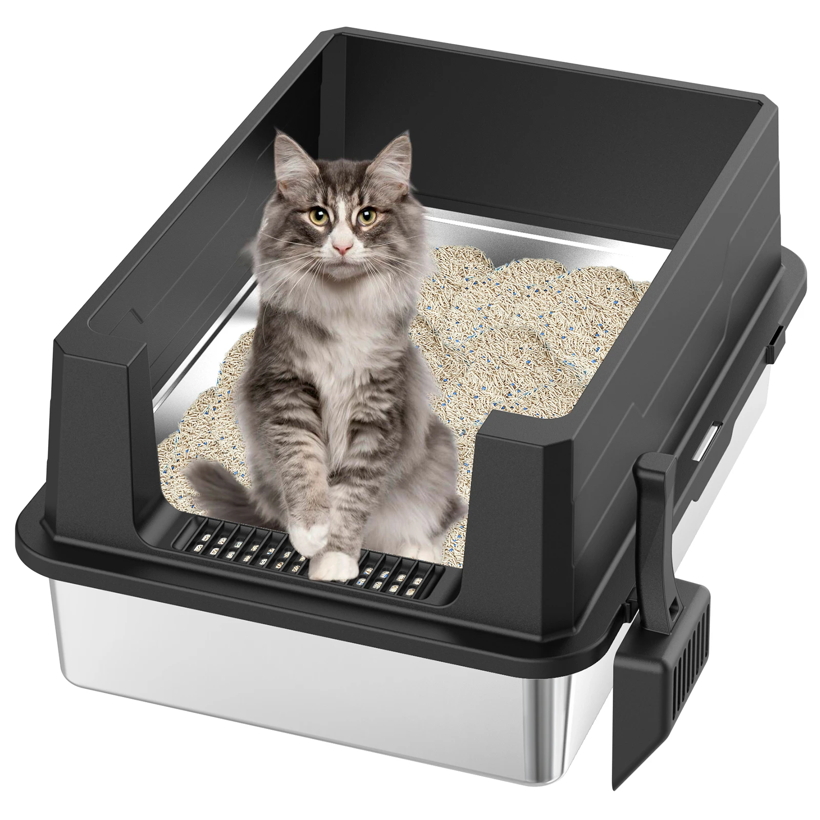 Flip Cover XXL Large Enclosed Cat Litter Holder, Metal High Edge Cat Litter Tray with Lid 1005009310602591