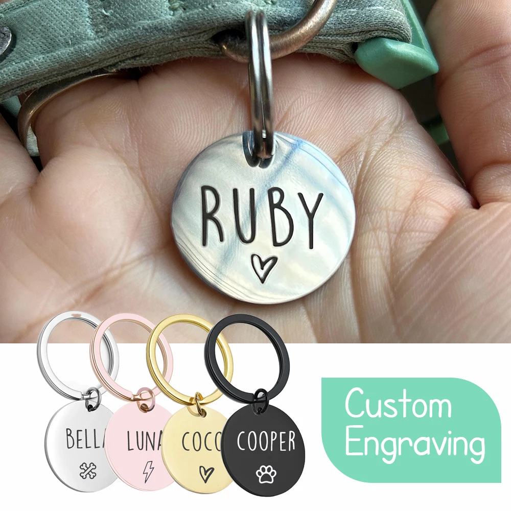 Personalized Engraved Cat Dog Pet ID Tag Dogs Anti-Lost Collar Charm Engraving Pet Name Collar 1005009312032197
