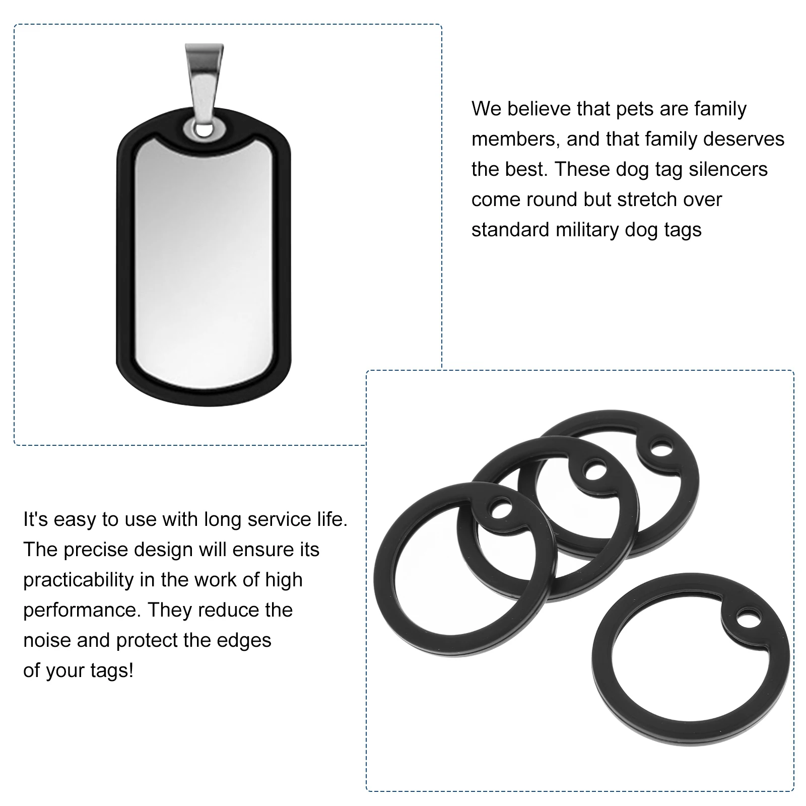 Dog ID Tag Silent Silicone Pet Silencers Durable Thick Material Reduce Noise Protect Edges (4 Pcs) 1005009318544030