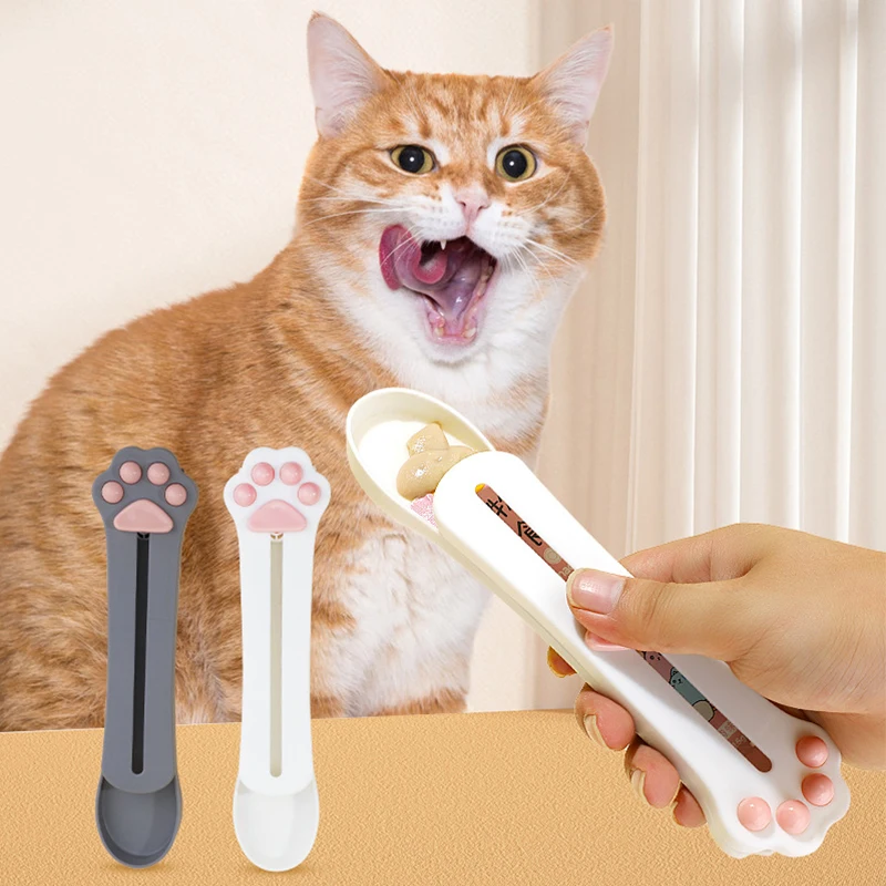 Long Handle Cat Treat Dispenser Spoon Pet Snack Feeding Spoon Cat Treat Squeeze Spoon Pet Feeding 1005009320030573