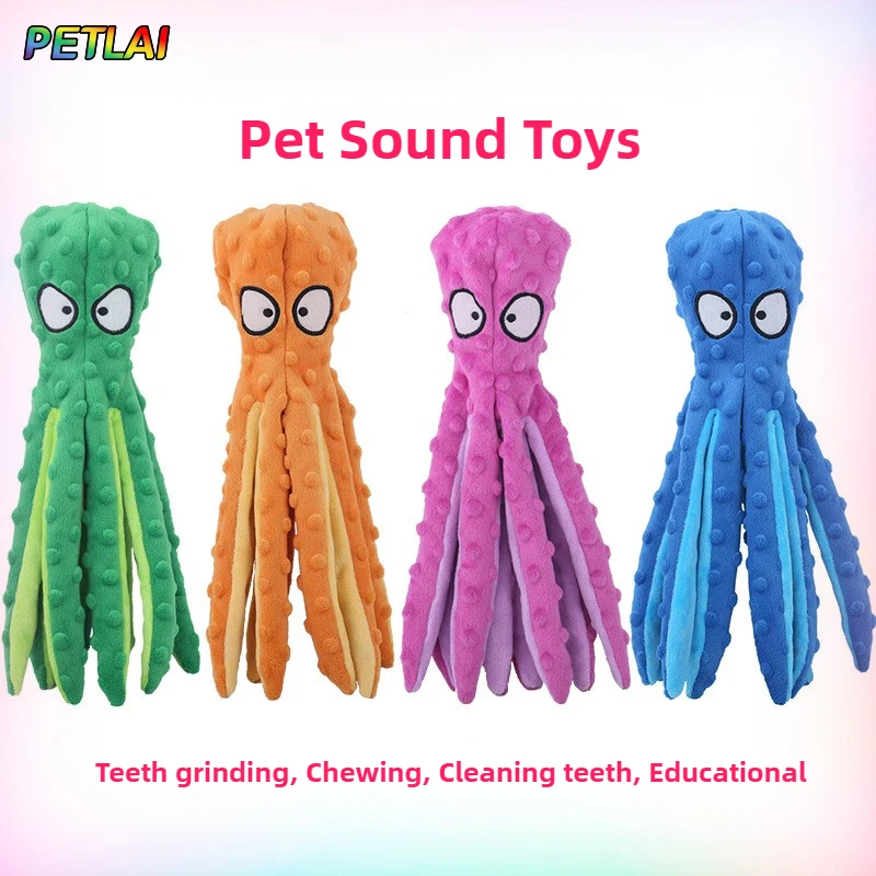 Dog Octopus Sound Toy Squeak Crackling Paper Cat Interactive Teeth Grinding Cleaning Chewing Pet 1005009325786777