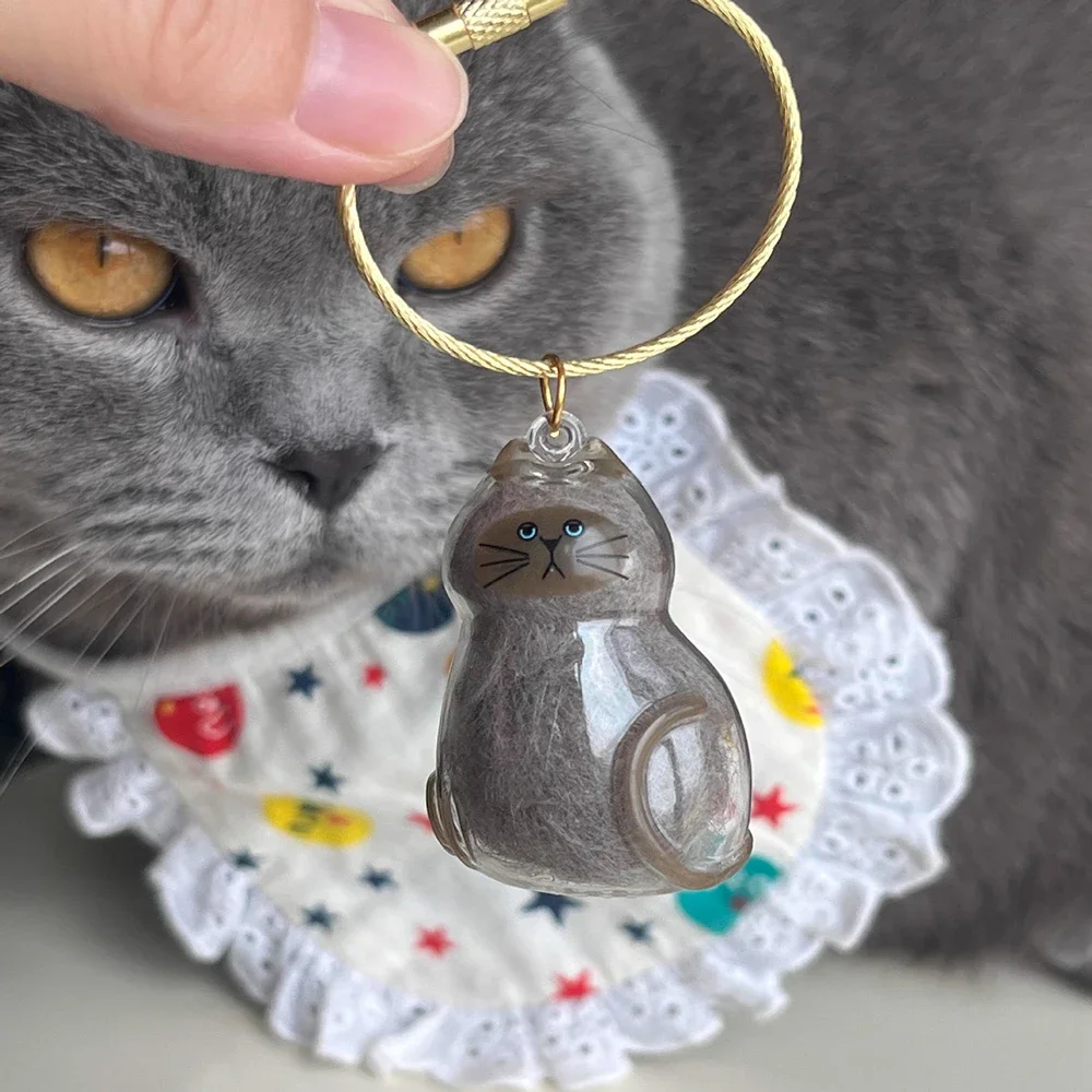 Cat Hair Organiser Cute Collar Charm Transparent Decorative Keepsake Hairball Pendant Keychain Pet 1005009330193352