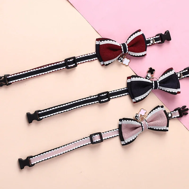 New Cute Pet Girl Cat Dog Collar Adjustable Bow Bells Collar Cat Necklace Fashion Accessories Pet 1005009338252641
