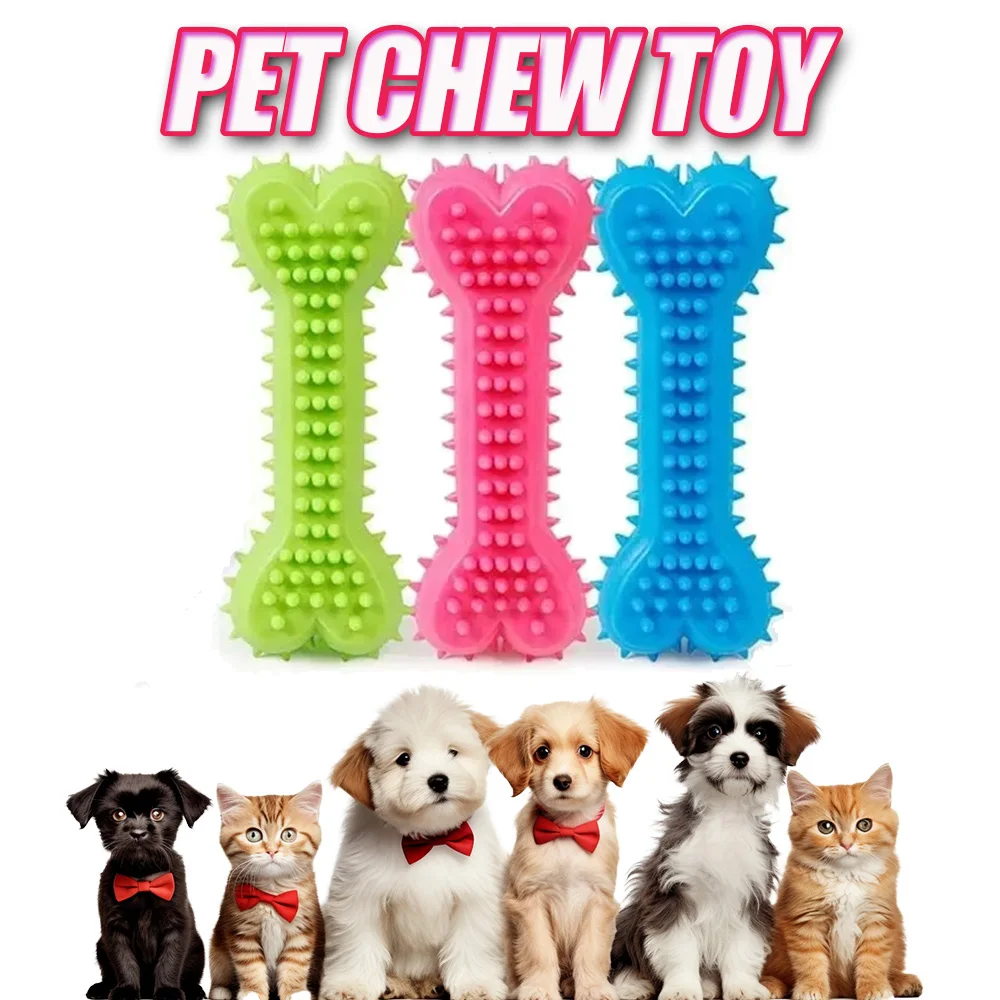 1PC Pet Chew Toy Soft Rubber Bite-resistance Bone Shape Teeth Grinding Chewing Toys for Small Dogs 1005009347181396
