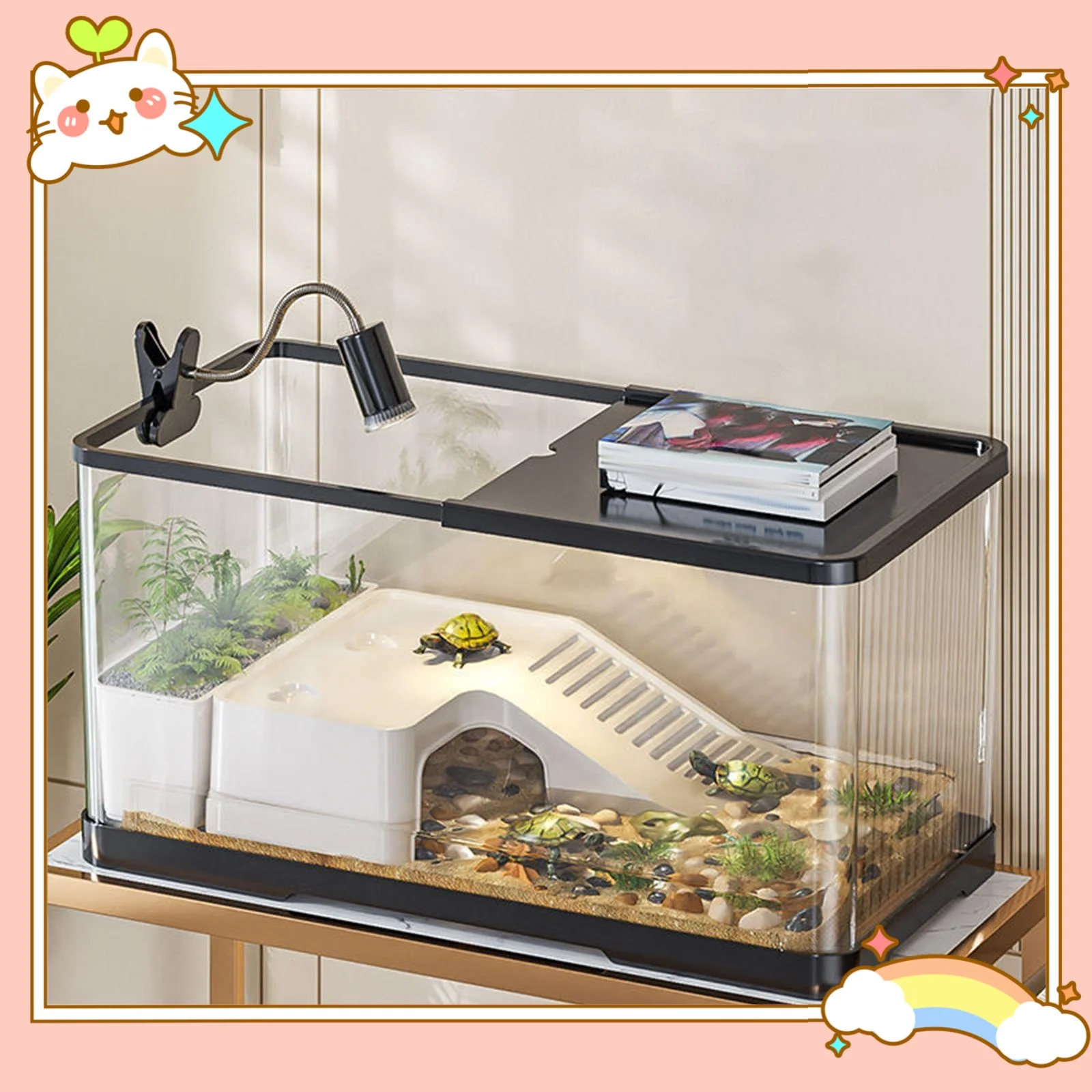 Reptile Tank with Cover Habitat for Turtle Frog Bearded Dragon Small Pets 20 Gallon Glass Terrarium 1005009354274172