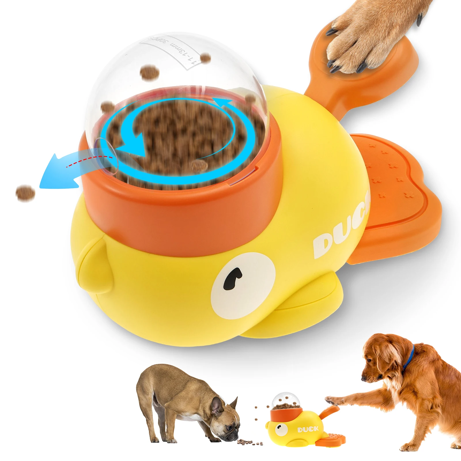 Interactive Duck Shaped Dog Slow Feeder Washable Automatic Dog Feeder Toy with 3 Food Outlet Size 1005009354871262