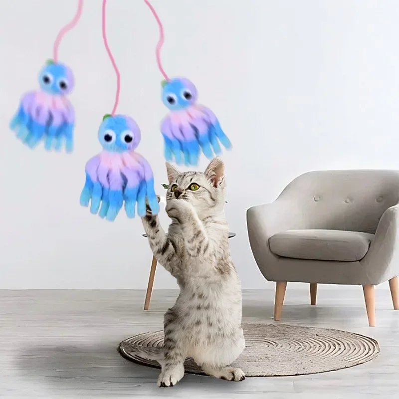 Door Hanging Cat Cute Octopus Plush Suction Cup Hanging Cat Toy Bite Resistant Sound Interactive 1005009357600358