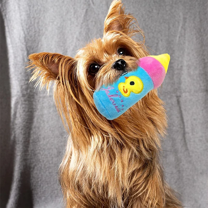 Puppy Dog Plush Squeaky Toys for Small Medium Dogs Bone Aggressive Chewers for Pet Cat Products 1005009372056656