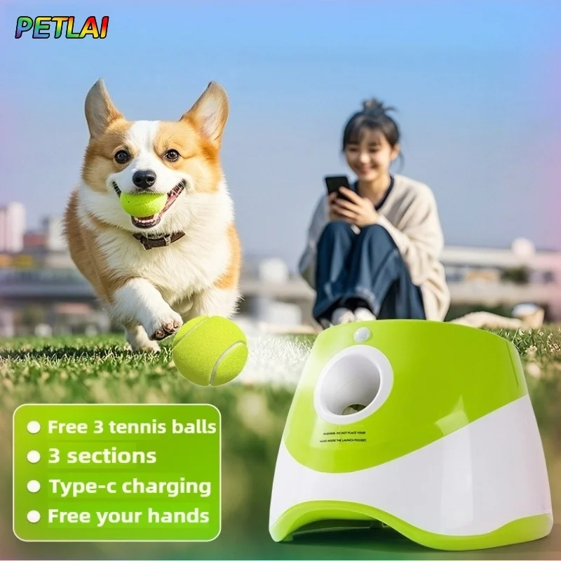 Dog Tennis Toy Launcher Automatic Electric Hands-Free Ball Pitcher Rechargeable Training 1005009372721706