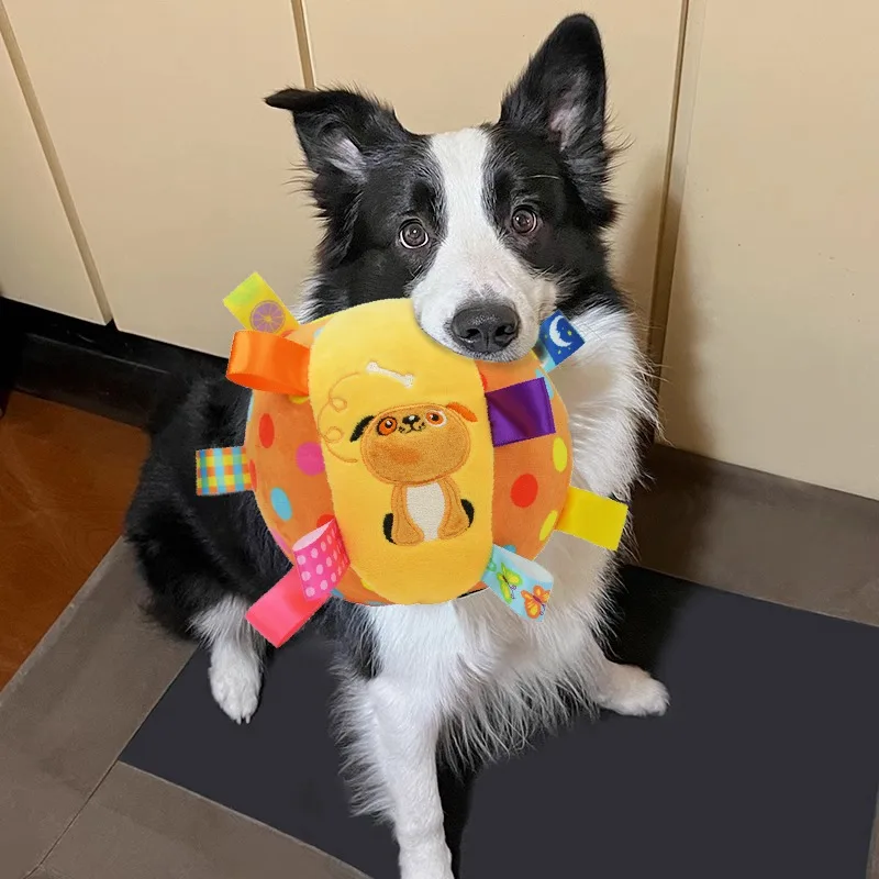 Plush Dog Vocal Toy Ball Funny Interactive Pet Toys with Bells Cleaning Tooth Chew Toy for Small 1005009382379404
