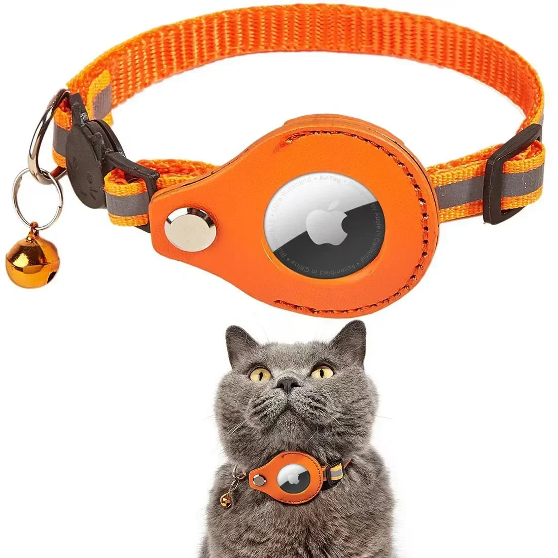 Cat Collar Compatible with Apple Airtag Bell Adjustable Safety Buckle Reflective GPS for Kittens 1005009385089840