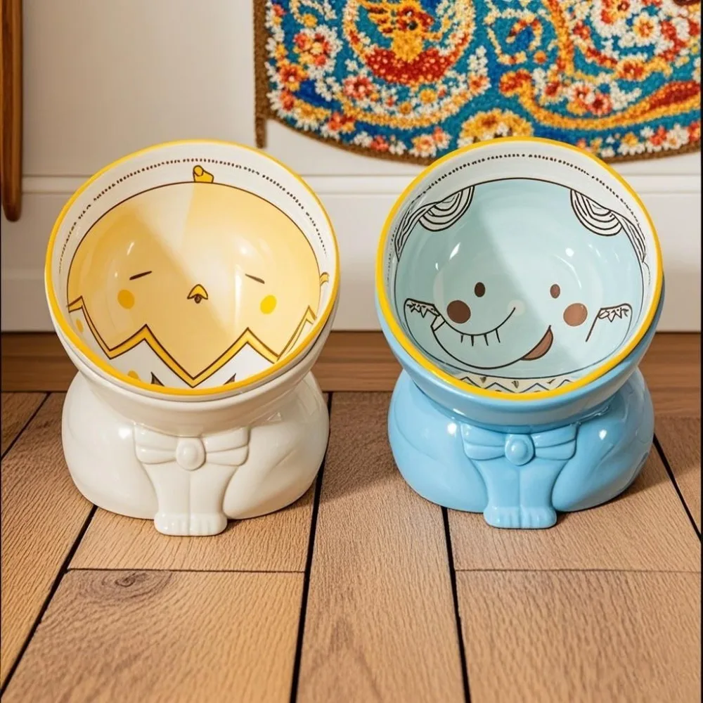 Ceramic Cat Bowl Neck-Protecting Anti-Knock Durable Easy Clean Pet Feeder Stable Base Products Cats 1005009385592130