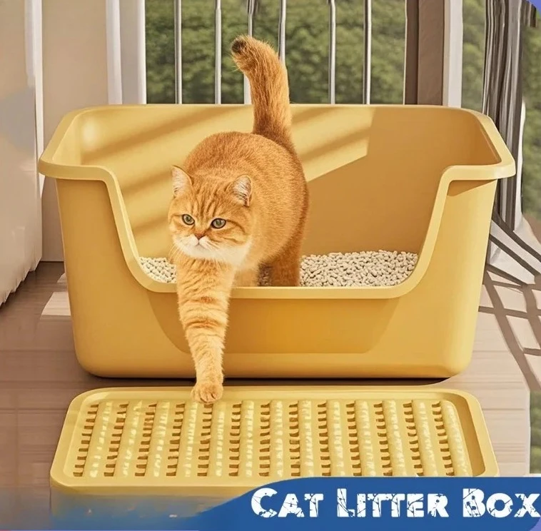 Large Capacity Cat Litter Box Semi-Closed Anti-Splash Design with Sand Leakage Board Easy Clean Pet 1005009386421209