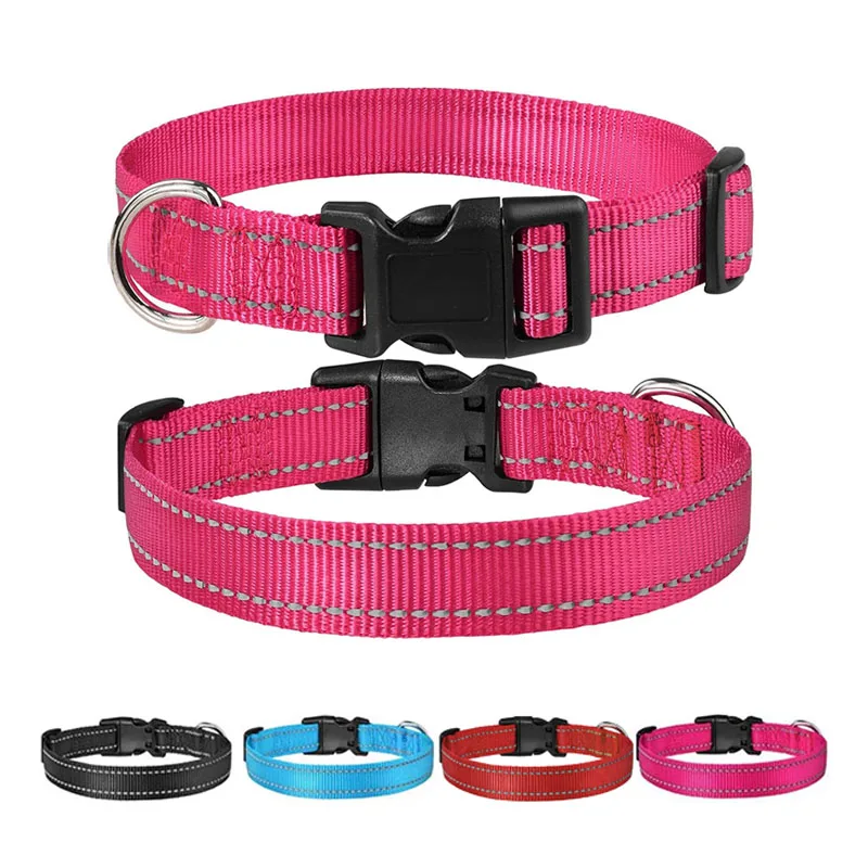 Reflective Dog Collar with Buckle Adjustable Safety Nylon Collars for Small Medium Large Dogs (1PC) 1005009388721441
