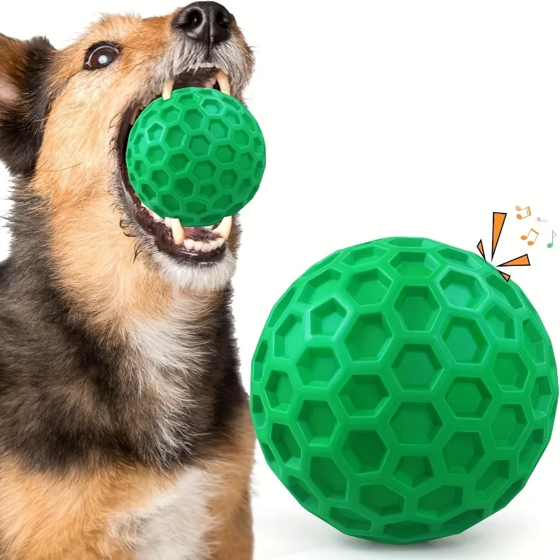 Tough Natural Rubber Dog Chew Toy Indestructible Squeaky Ball for Aggressive Chewers Beef Flavor 1005009390359136