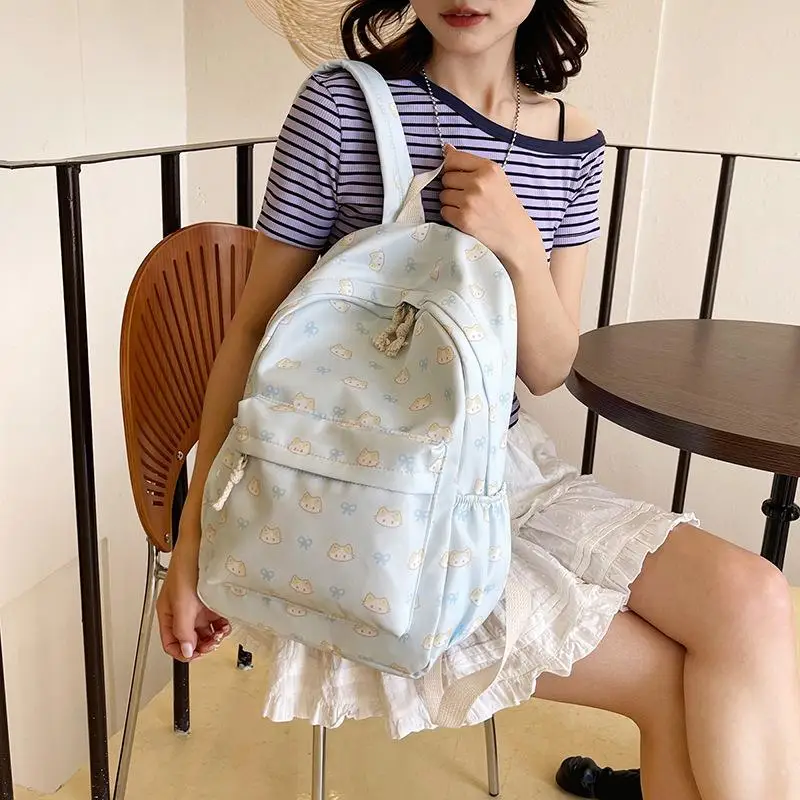 Cute Cartoon Cat Printed Backpack Large Capacity Student Schoolbag Fashion Delicate Trendy Girly 1005009390665840