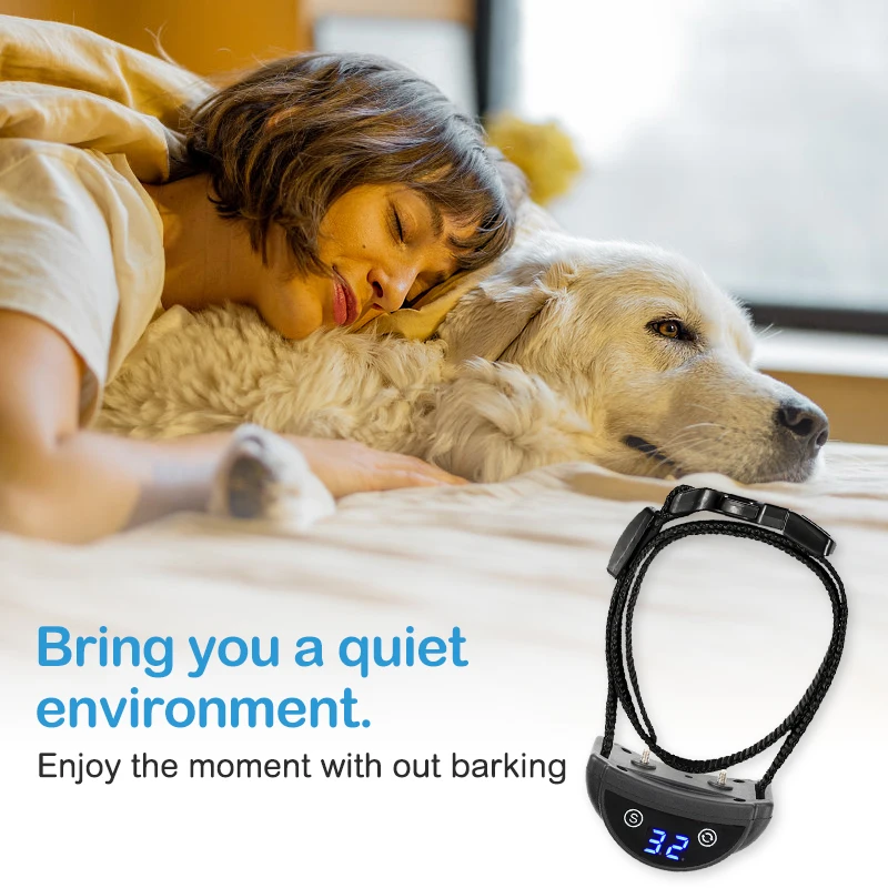 LED Display Automatic Quick Bark Stop Collar, anti Bark Shock Collar for Dogs 1005009391569077