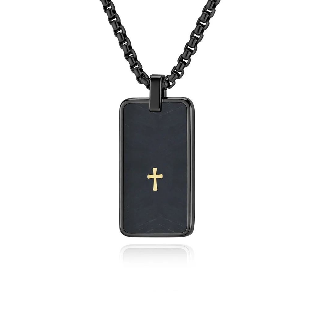 New Fashion Stainless Steel Dog Tag with Cross Shaped Pendant, 24 Inch Necklace 1005009392988017