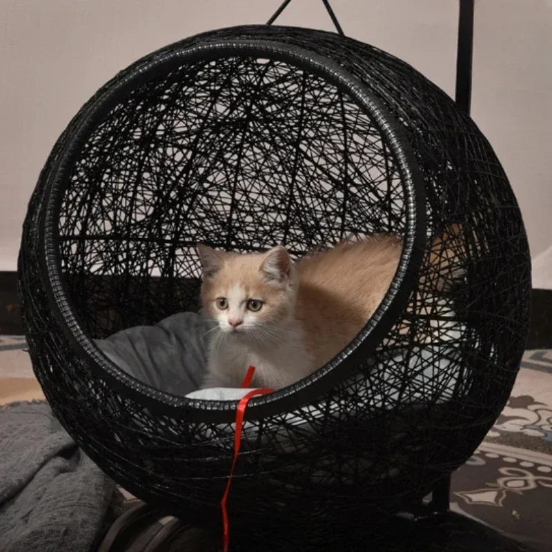 Cat Hanging Basket Hammock Cat Nest Semi-Enclosed Pet Furniture Luxury Cat Bed Pet Supplies Pet Toys 1005009403429590