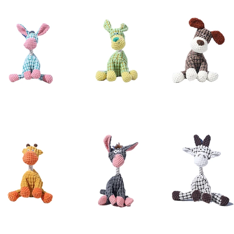 Cartoon Puppy Plush Dog Toy Chew Squeak Teething Toy for Small Dogs Pet Accessories 1005009420709796